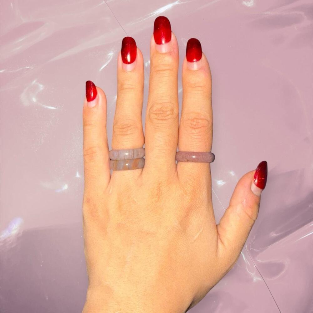 Y2K lucky unique gray brown pink speckled natural Agate ring boho fairycore